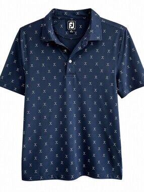 FootJoy FJ Golf Polo Shirt Youth Junior XL Navy Blue Crossed Clubs Performance